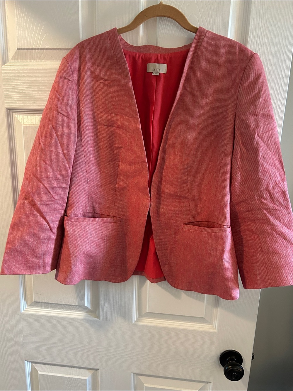 LOFT Coral-Pink Open-Front Blazer